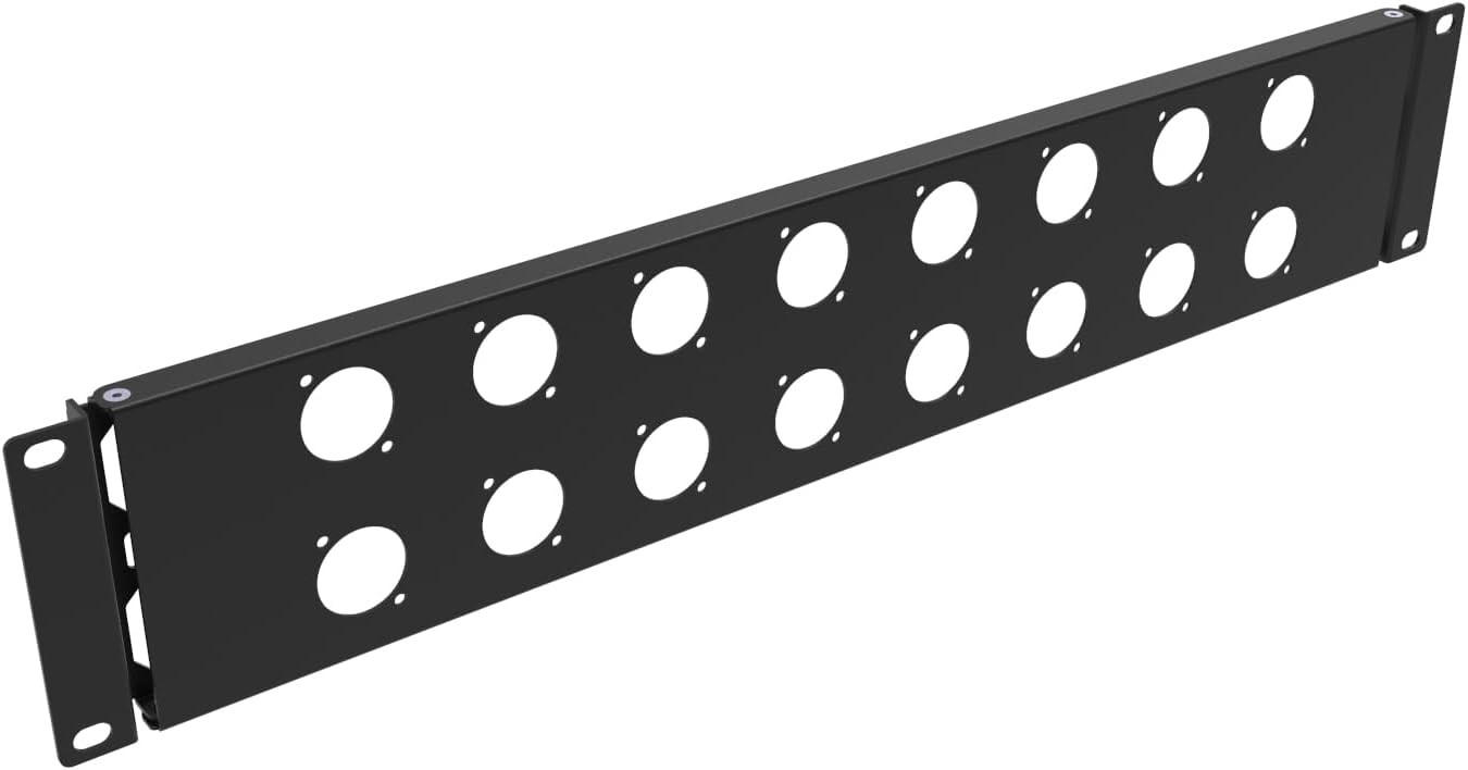 2U Hinged Rack Component Panel with 16 D-Series Punch-Out Holes for 19 Inches AV