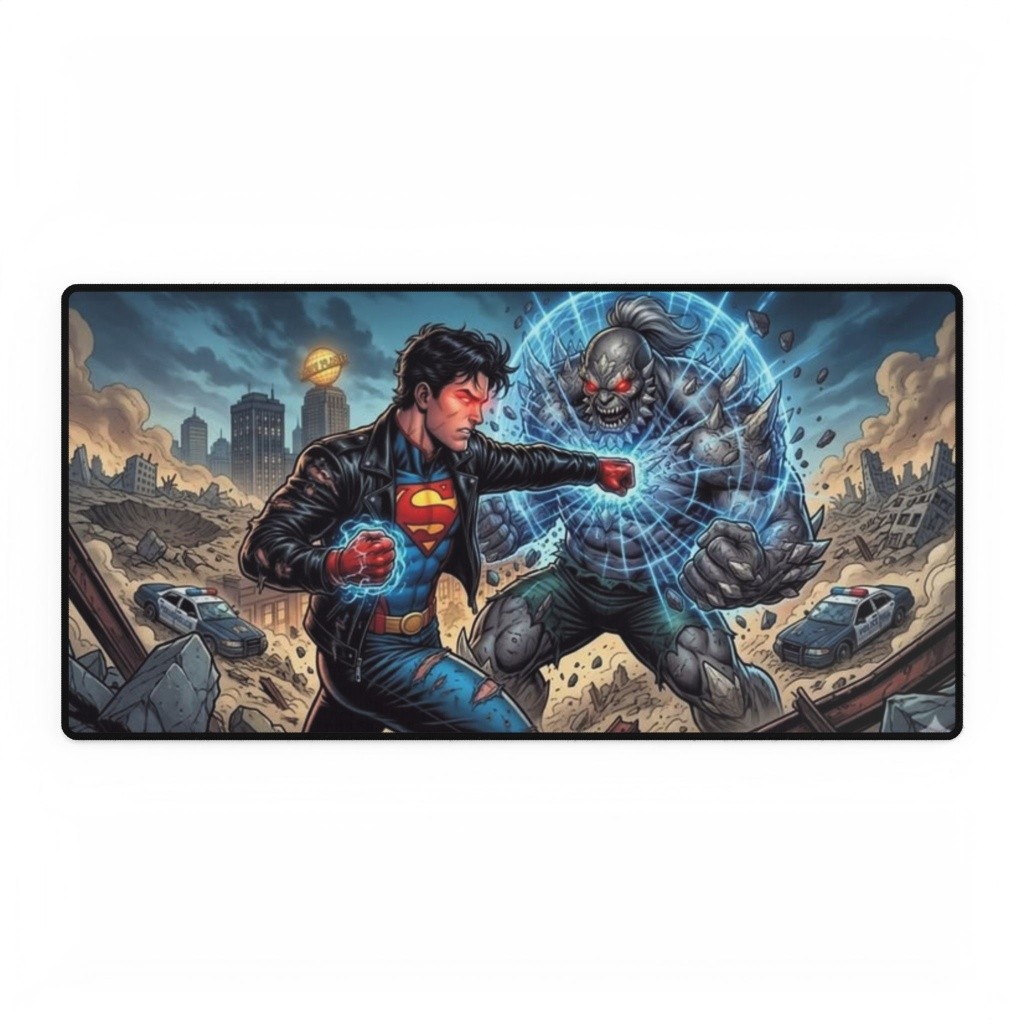 DC Comics Superboy In Leather Jacket Vs Doomsday Mouse Pad Desk Mats