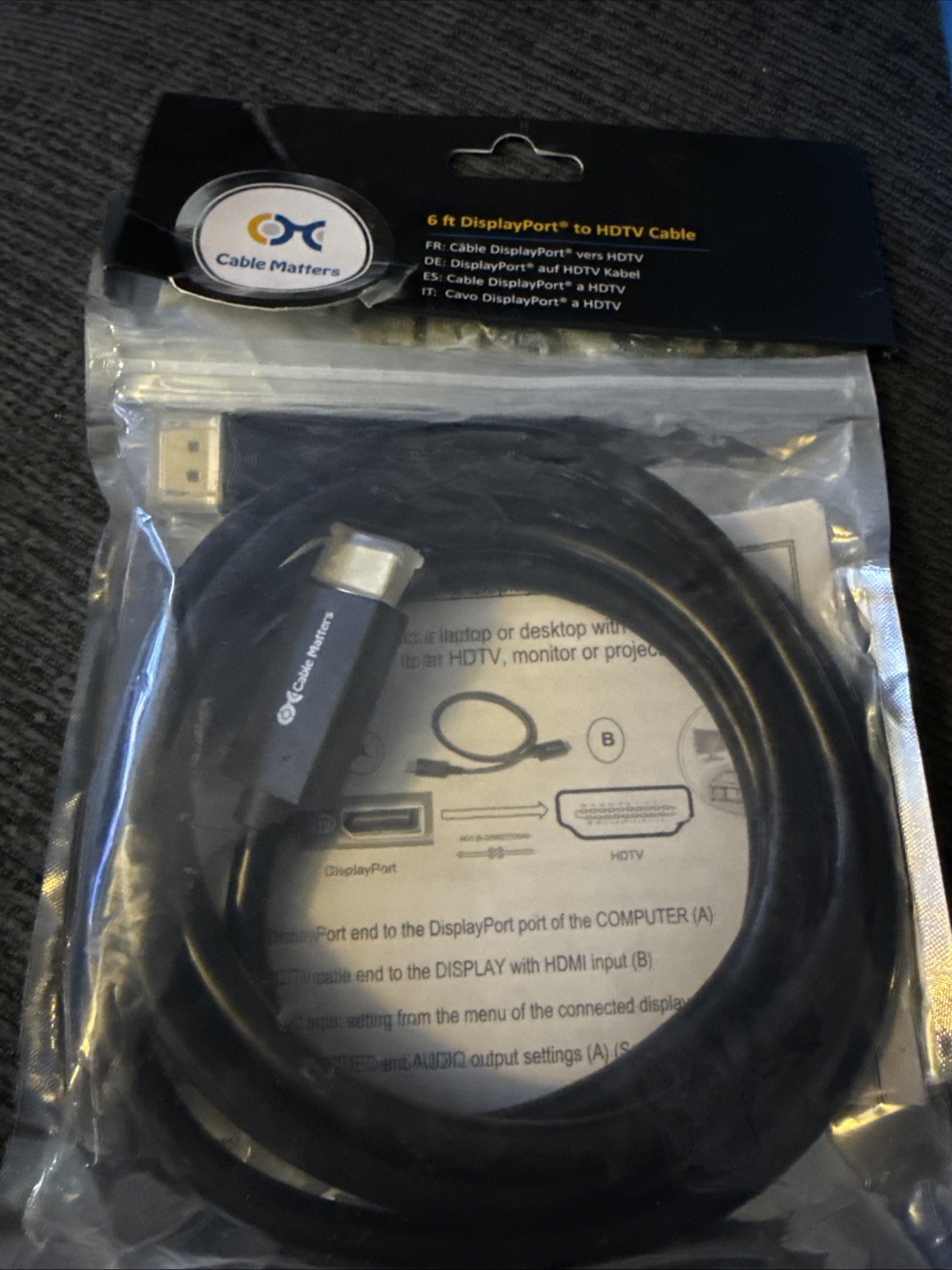 CABLE MATTERS MINI DISPLAYPORT TO DVI CABLE IN BLACK 6 FEET New