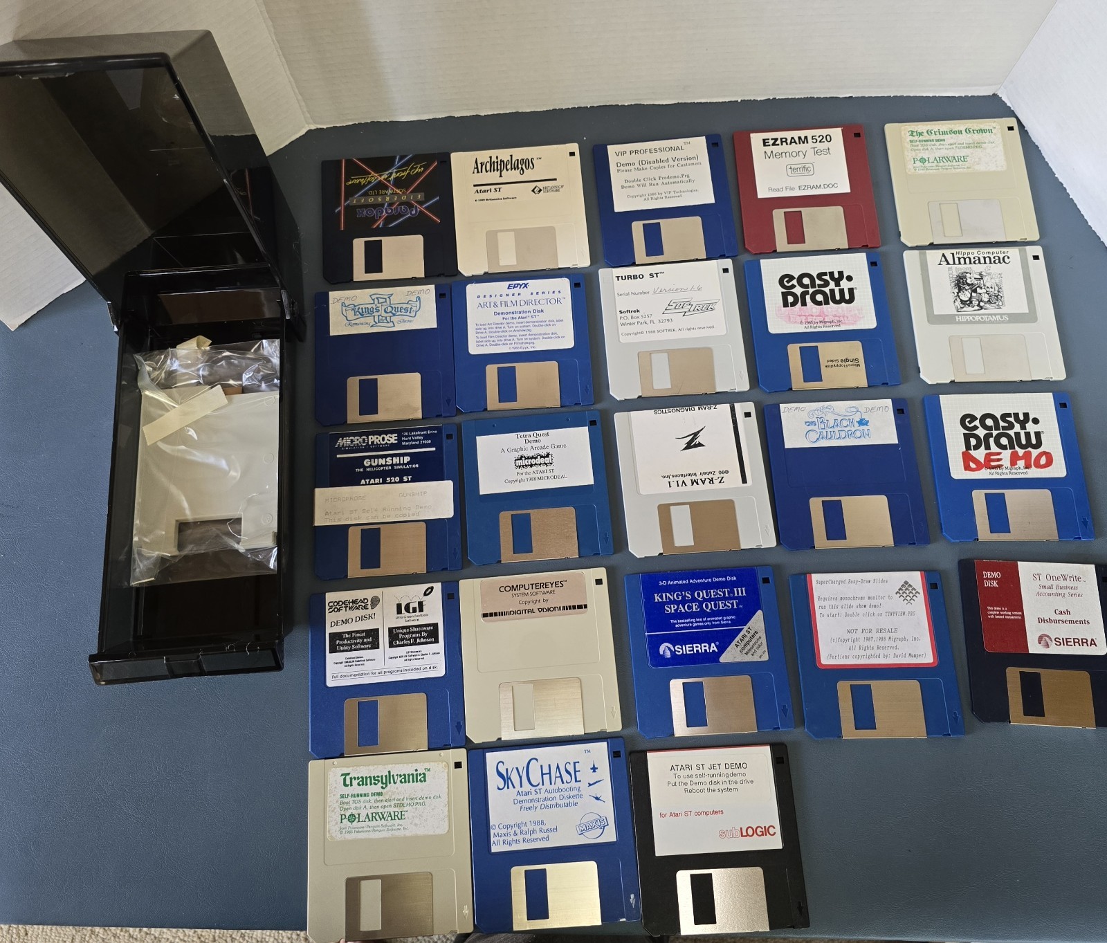 Vintage Atari ST Lot — 31 Demo & Public Domain Disks + Disk File— TESTED
