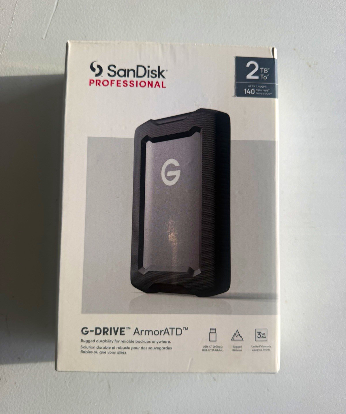 SanDisk Professional G-DRIVE ArmorATD 2TB Rugged USB-C USB 3.2 Gen 1 Black