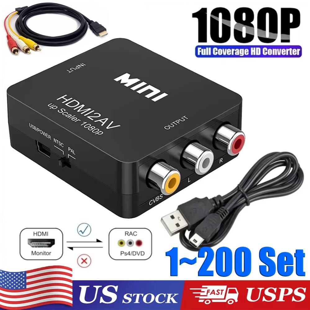 HDMI To RCA AV Adapter Converter Cable CVBS 3RCA 1080P Composite Video Audio lot