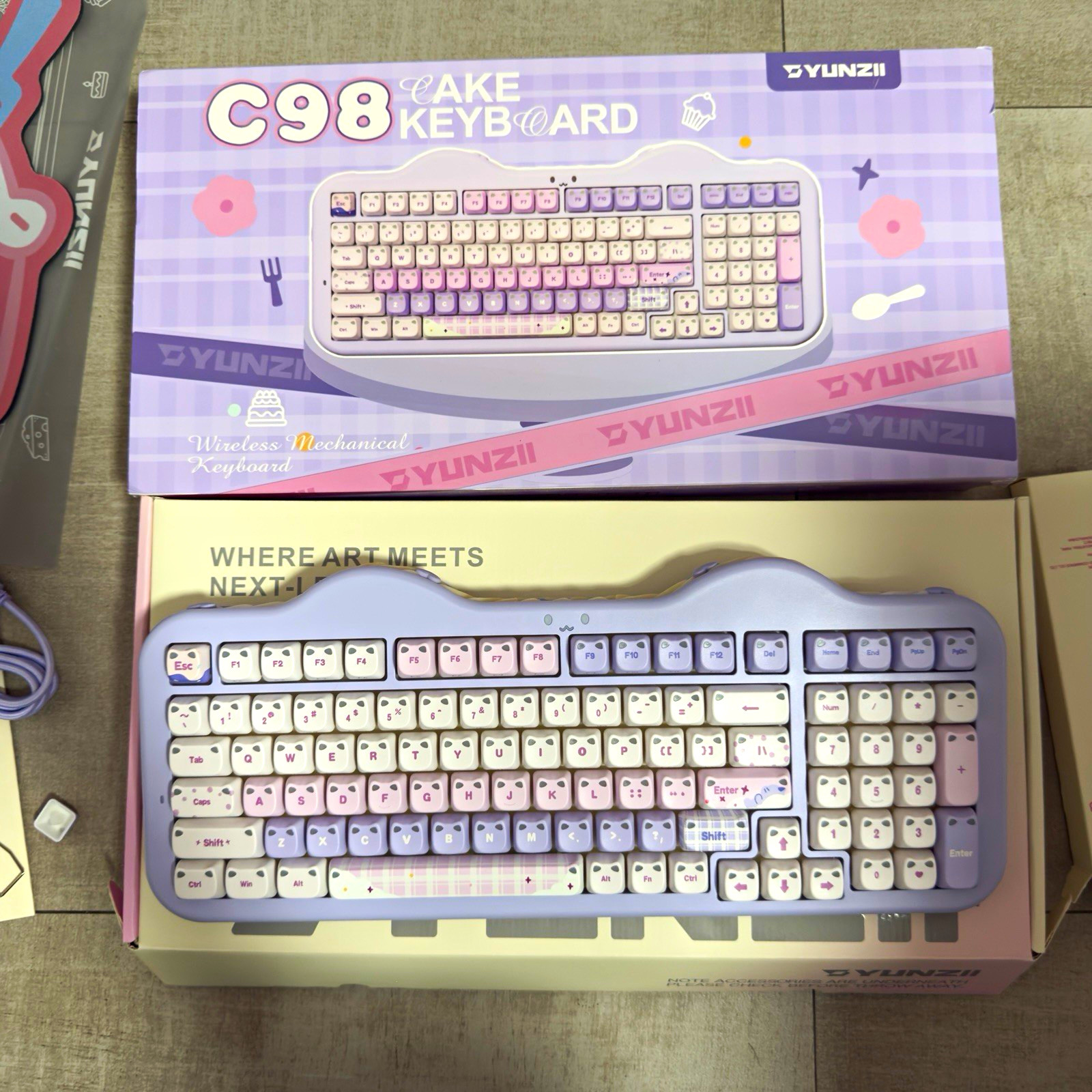 YUNZII C98 Cake Wireless Mechanical Keyboard English QWERTY - Purple/White