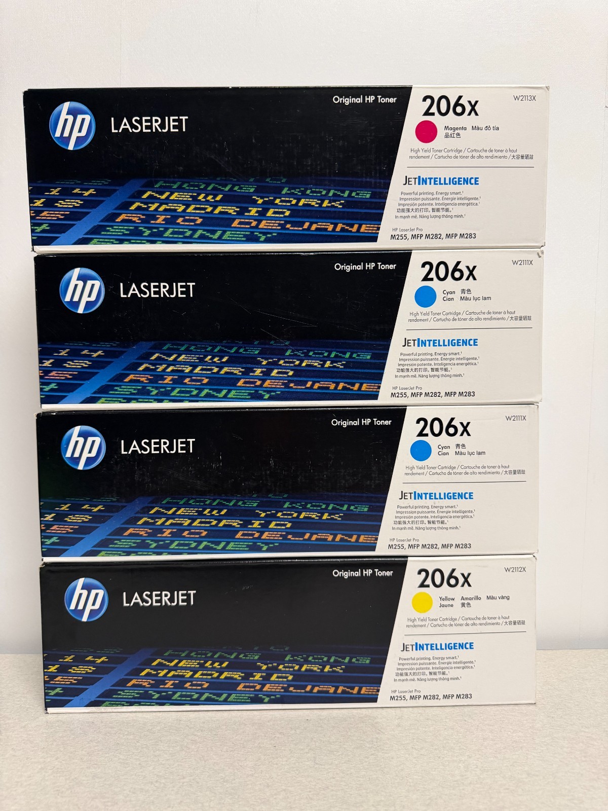 Genuine OEM HP 206X Toner W2111X W2112X W2113X Cyan Yellow Magenta-Lot of 4