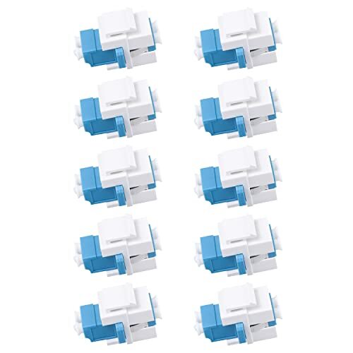 - 10 pcs Fiber Optic Keystone Jack Coupler LC Duplex Singlemode Coupler (Whit...