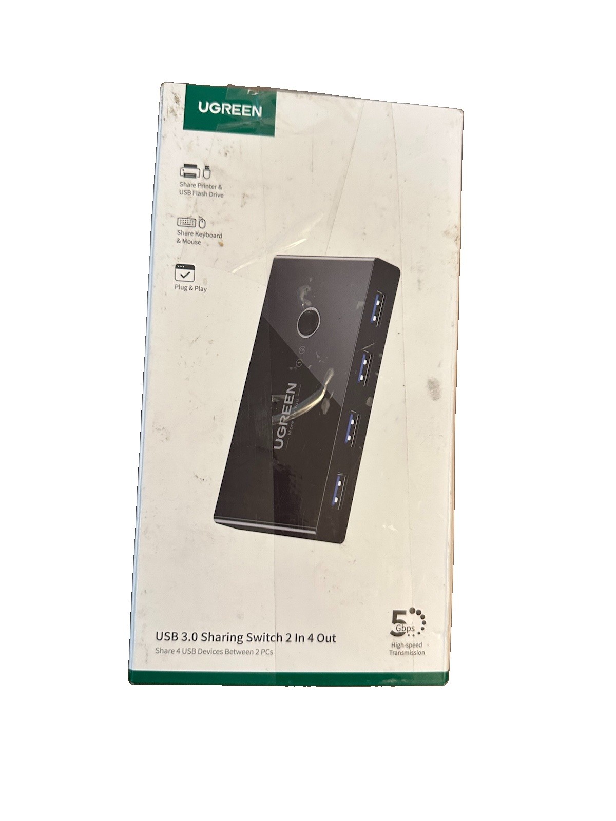 UGREEN 4-Port USB 3.0 Sharing Switch 2 in 4 out - 4 USB devices between 2 PCs