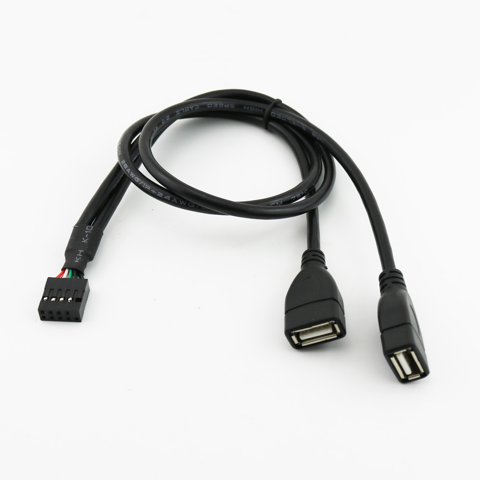 1x Dual USB 2.0 A Female to Dupont 9 Pin Female Header Motherboard Cable 1.5FT