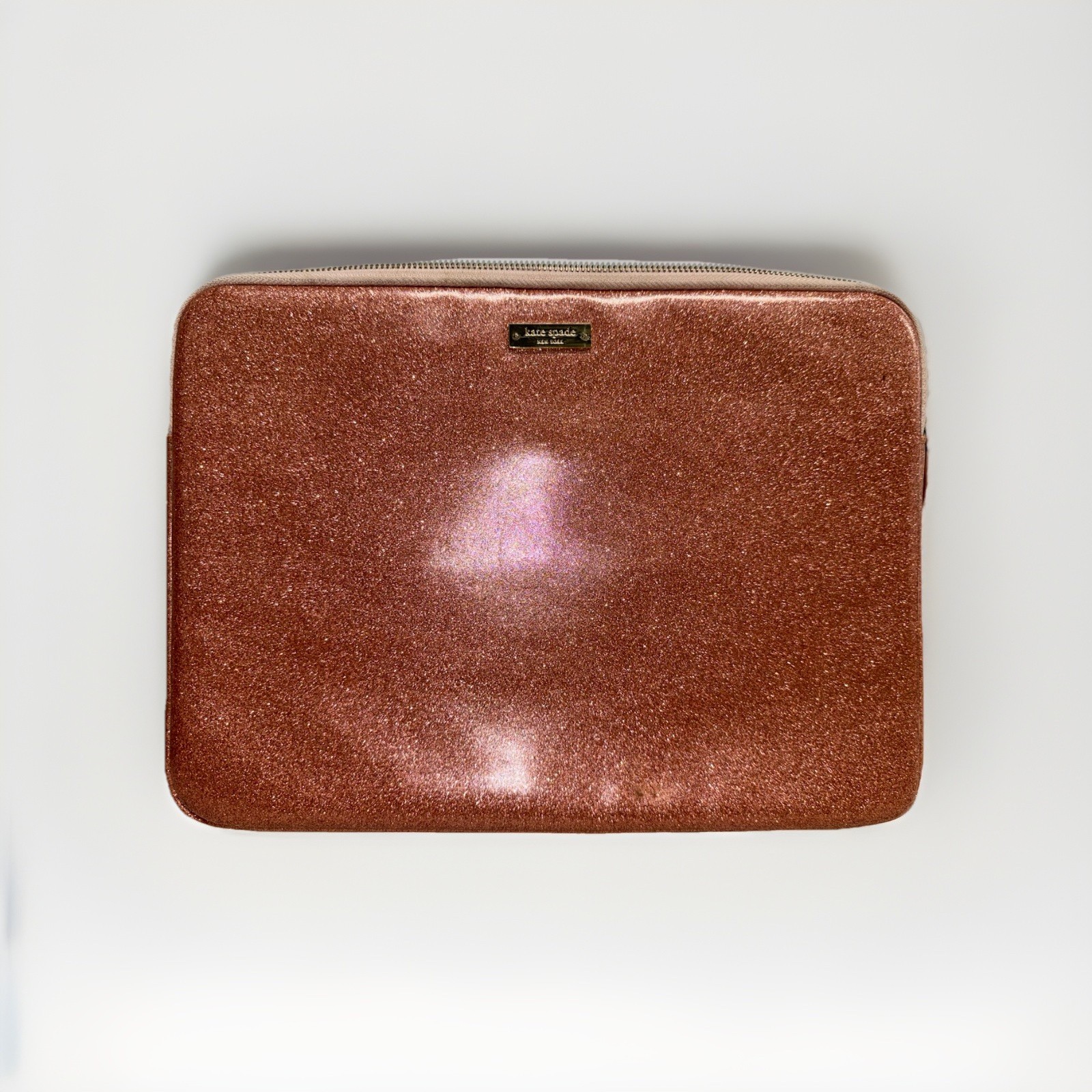 Kate Spade New York Padded Laptop Tablet Sleeve Case 13 X 9 Rose Gold Glitter