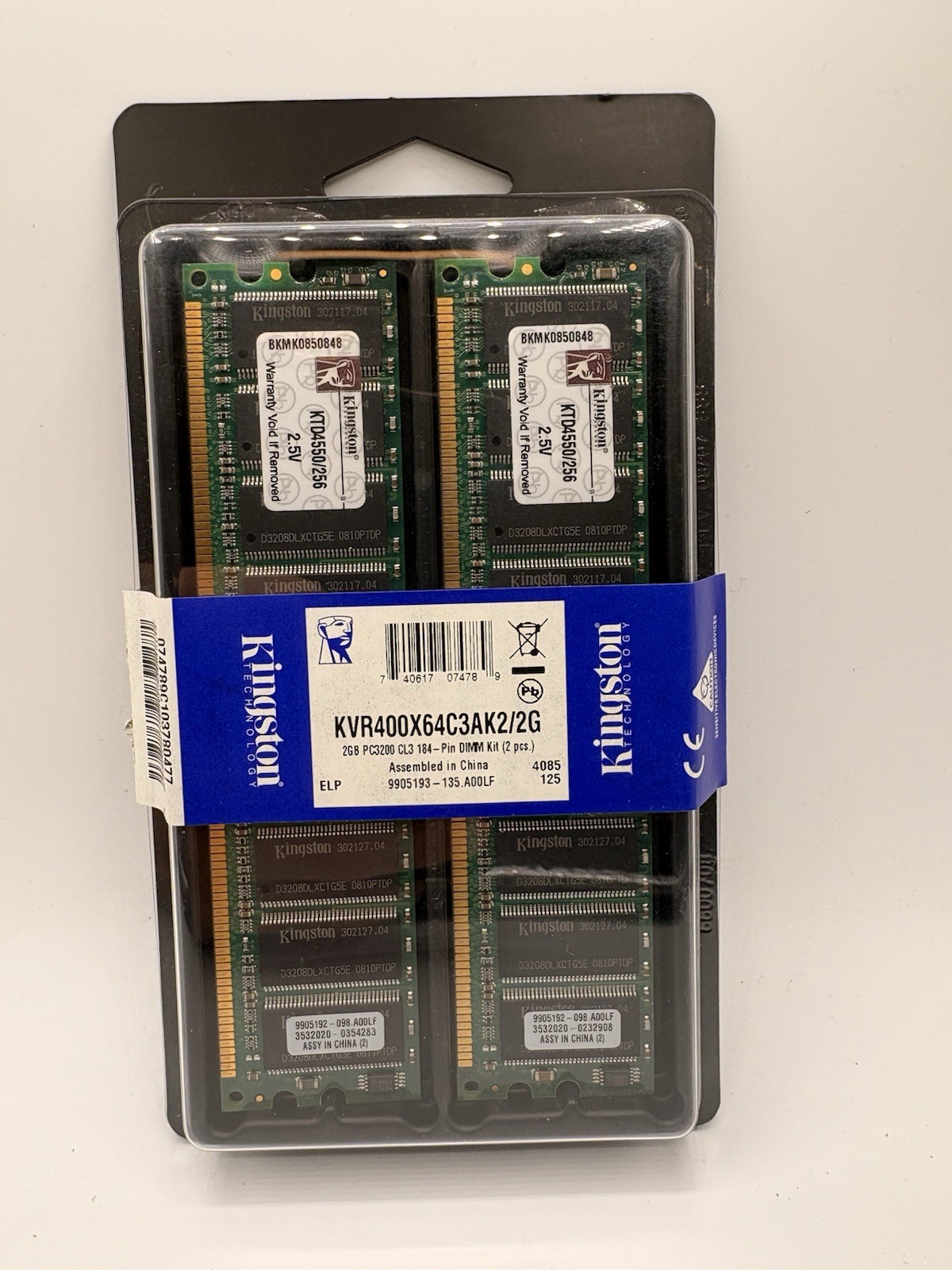 Kingston Technology 2 Gigabyte PC3200 CL3 184 Pin 400 MHZ DDR￼
