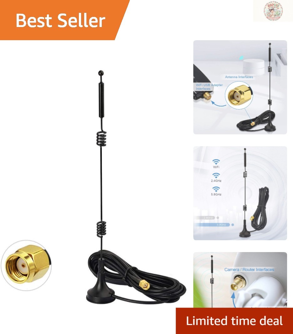 Versatile Magnetic Base Dual Band 9dBi WiFi Antenna for Routers & Adapters
