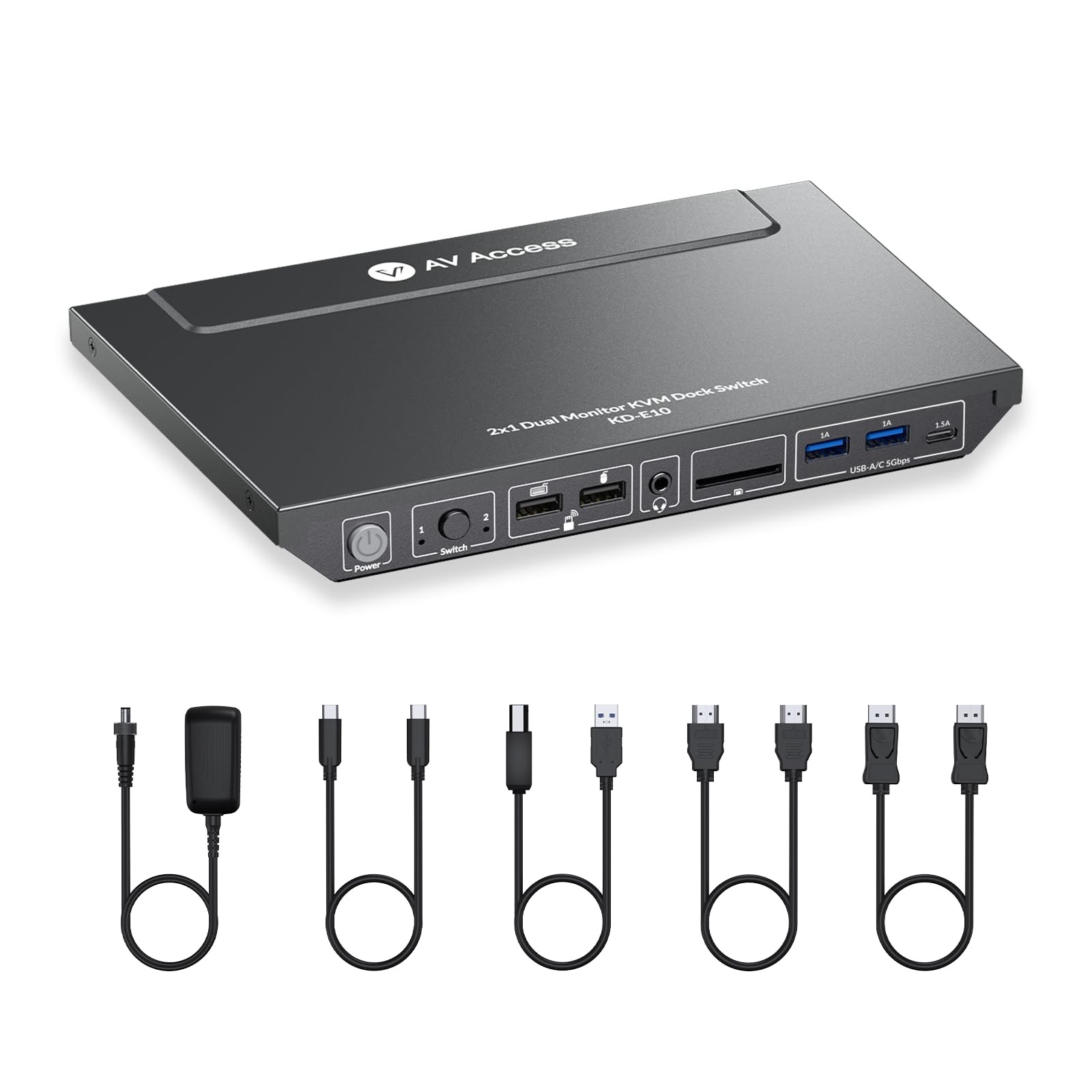 AV Access KVM Switch Docking Station for 2 Monitors 2 Computers, 4K KVM Switch