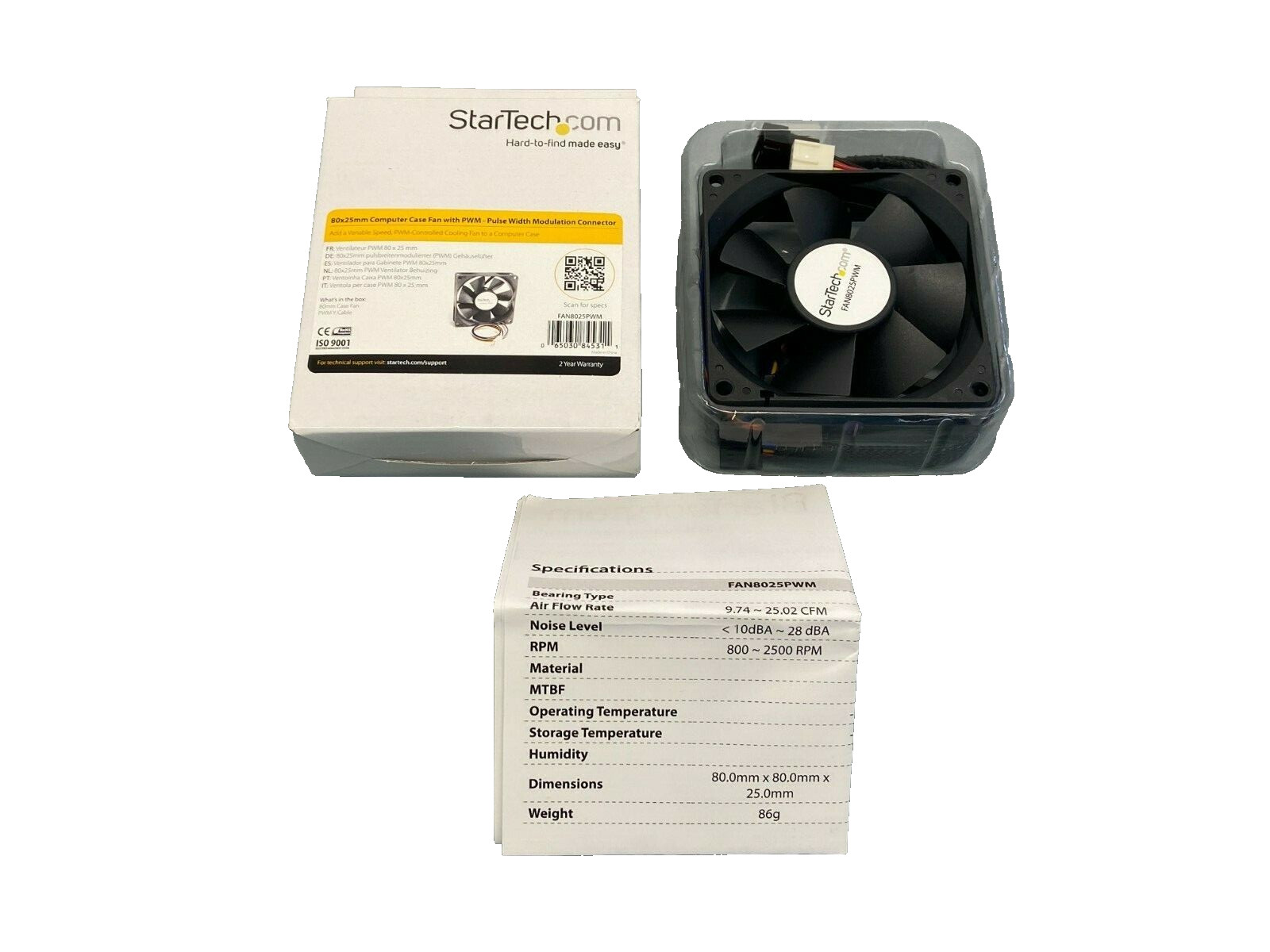 StarTech FAN8025PWM 80x25mm Computer Case Fan w/ PWM