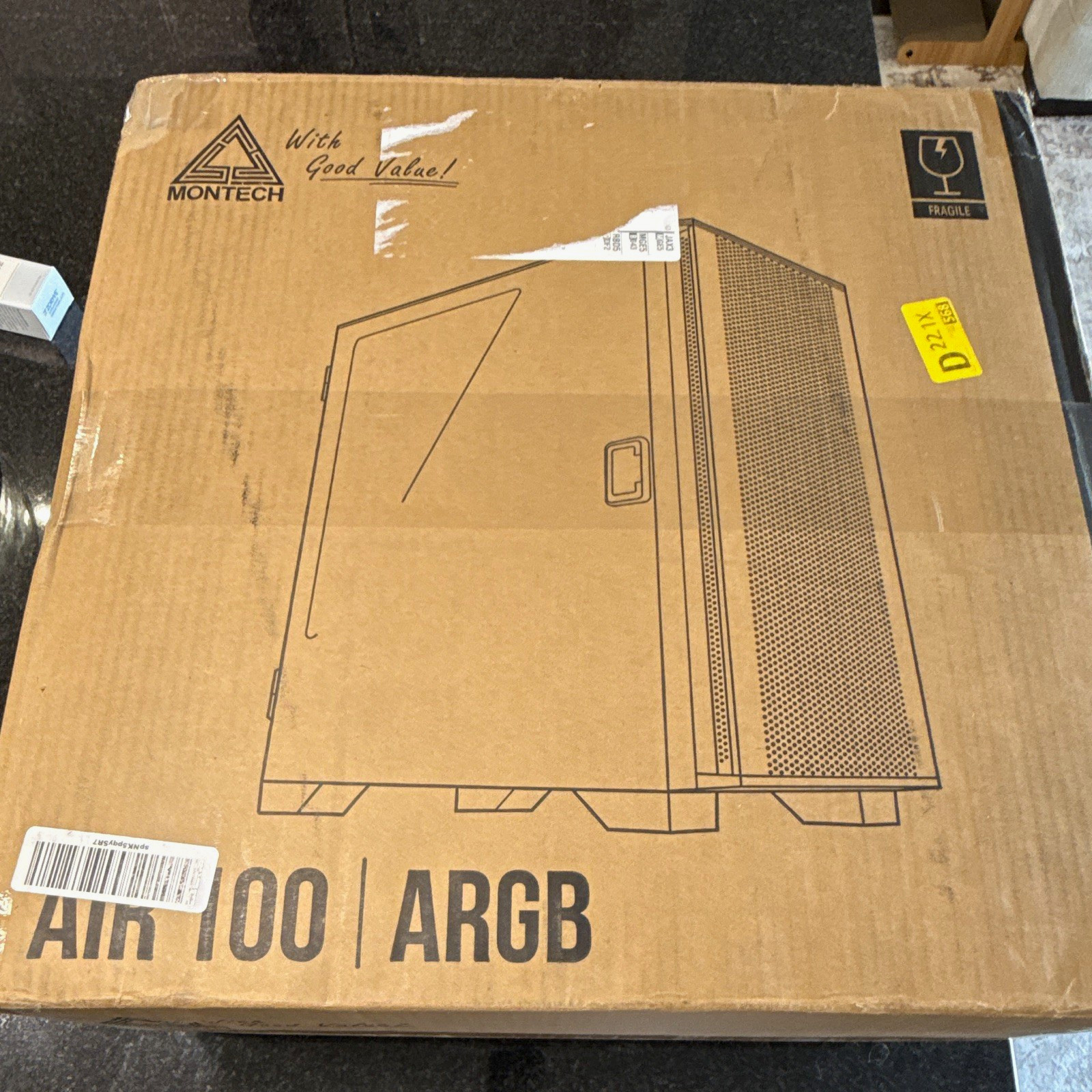 Montech AIR 100 ARGB MicroATX PC Case, Tempered Glass, Black