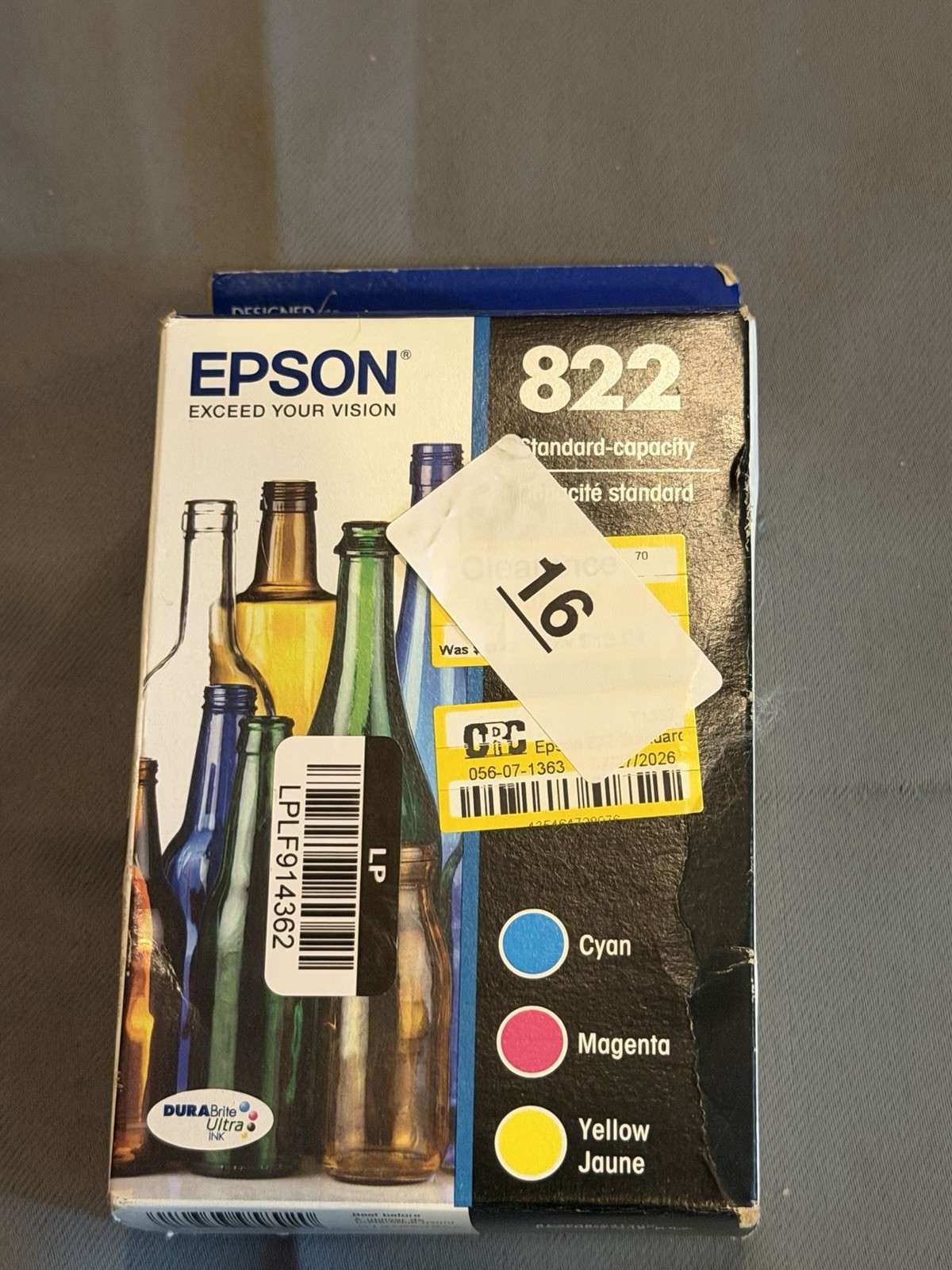 Genuine Epson 822 Cyan Magenta Yellow Standard-Capacity Ink Cartridges 01/2028