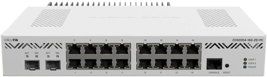 Mikrotik CCR2004-16G-2S+PC Ethernet Router 16x Gigabit Ethernet Ports, 2x10G SFP