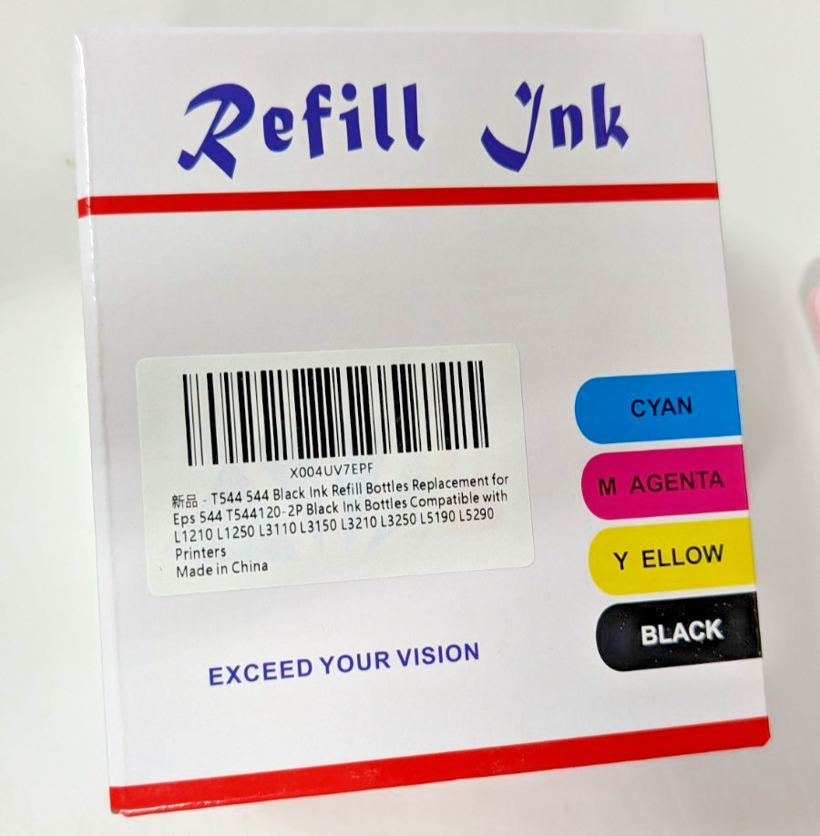 2x 127ml Black Ink Printer Toner Refill Bottles - For EPSON Tank style Printers