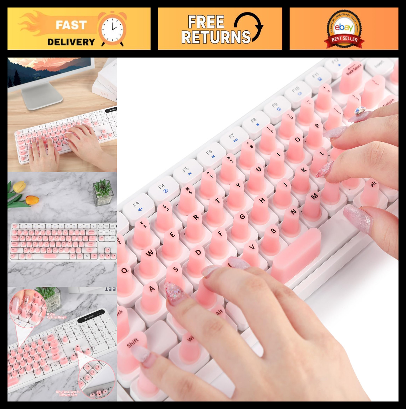 Universal Raised Keyboard Stickers for Long Nails - 70Pcs Self-Adhesive Nail Art