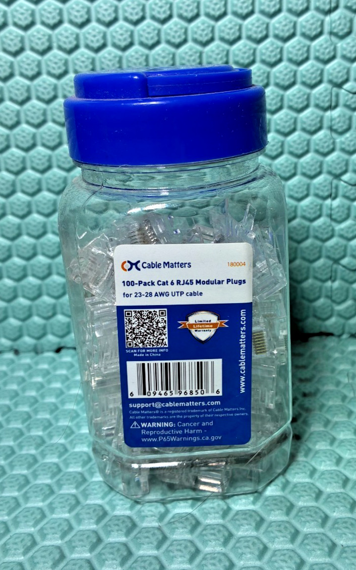 Cable Matters - 100 -Pack Cat 6 RJ45 connector modular plugs