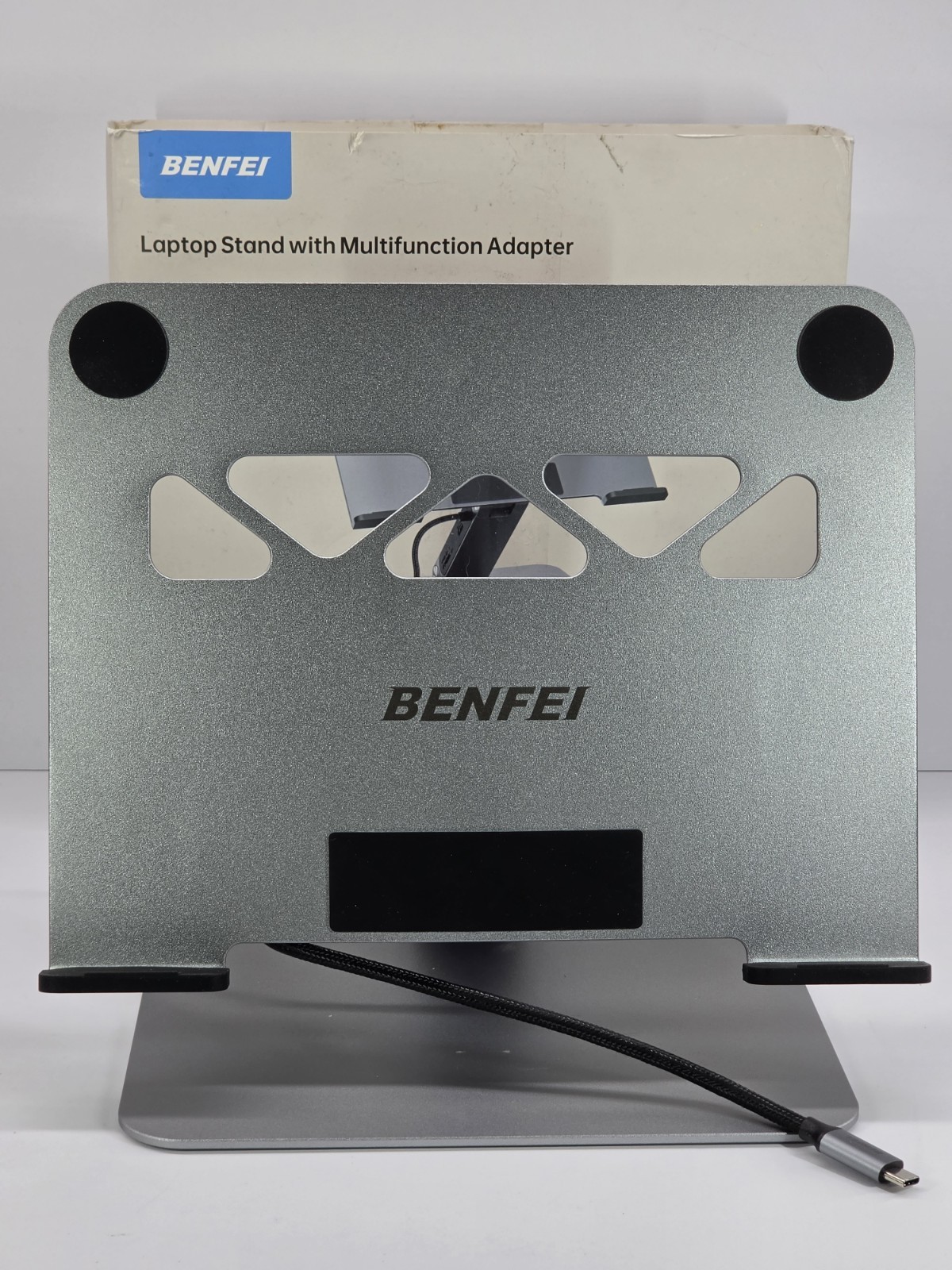 BENFEI Laptop Stand with USB C 6-in-1 Docking Station - HDMI 4K@60Hz, Grey 