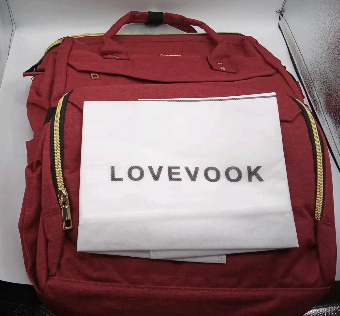 LOVEVOOK laptop backpack Bookbag Wine Color w/Gold toned Zippers NEW