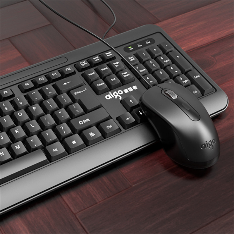 Keyboard Mouse Wired 104 keys Combo Computer Silent Set Black For Windows/mac