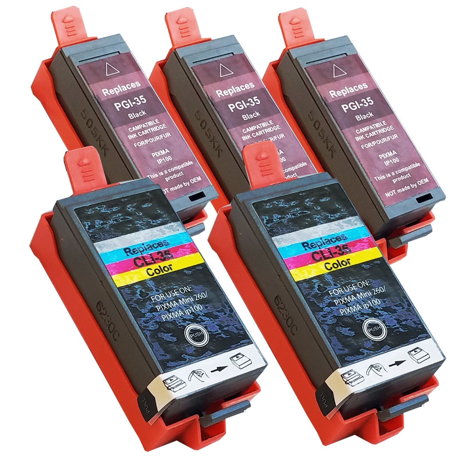 5pk Ink Cartridge for Canon PGI-35 PGI35 CLI-36 CLI36 PIXMA iP100 iP110 printer