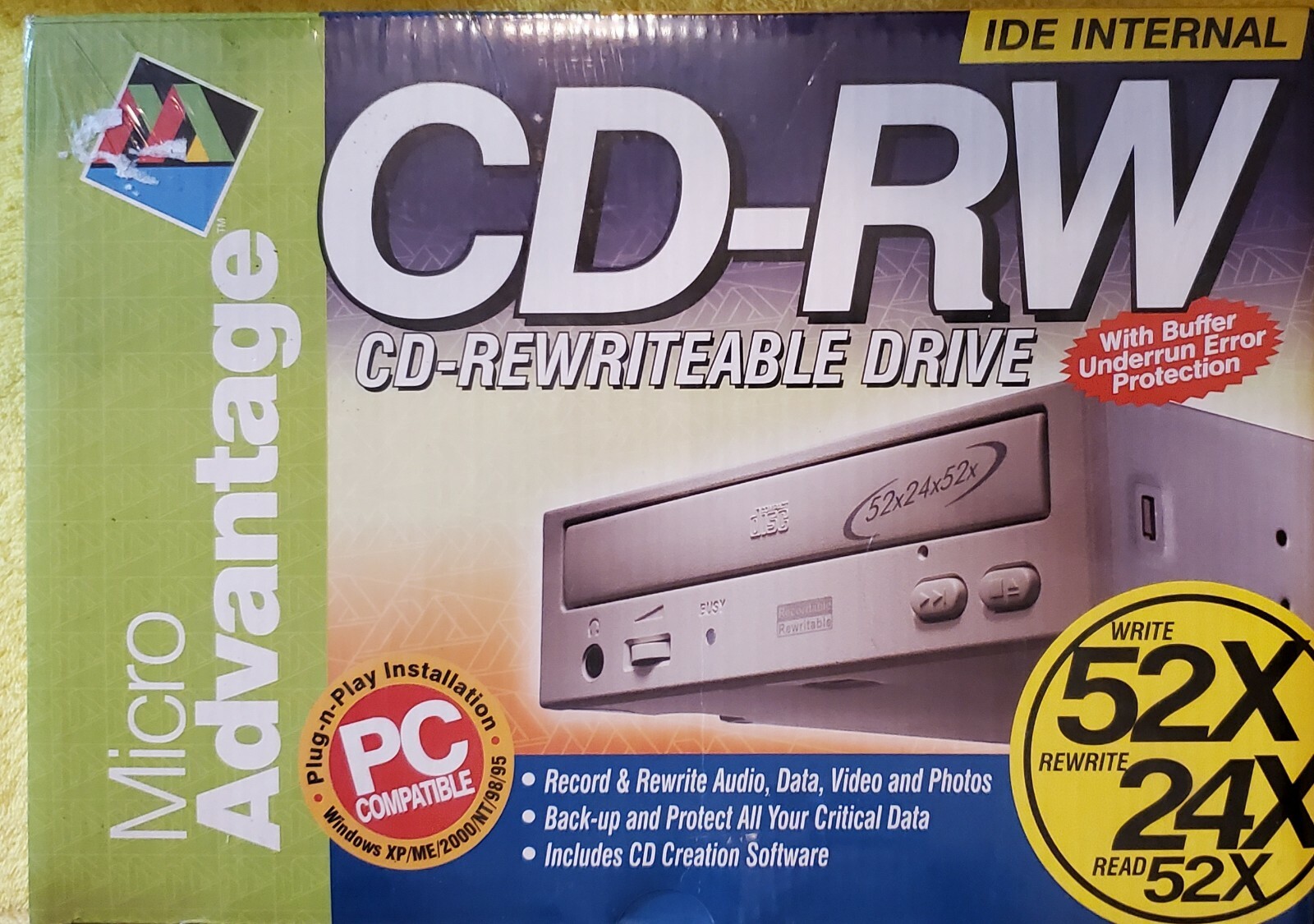 Micro Advantage 52x24x52 CD-RW Rewriteable Drive NEW