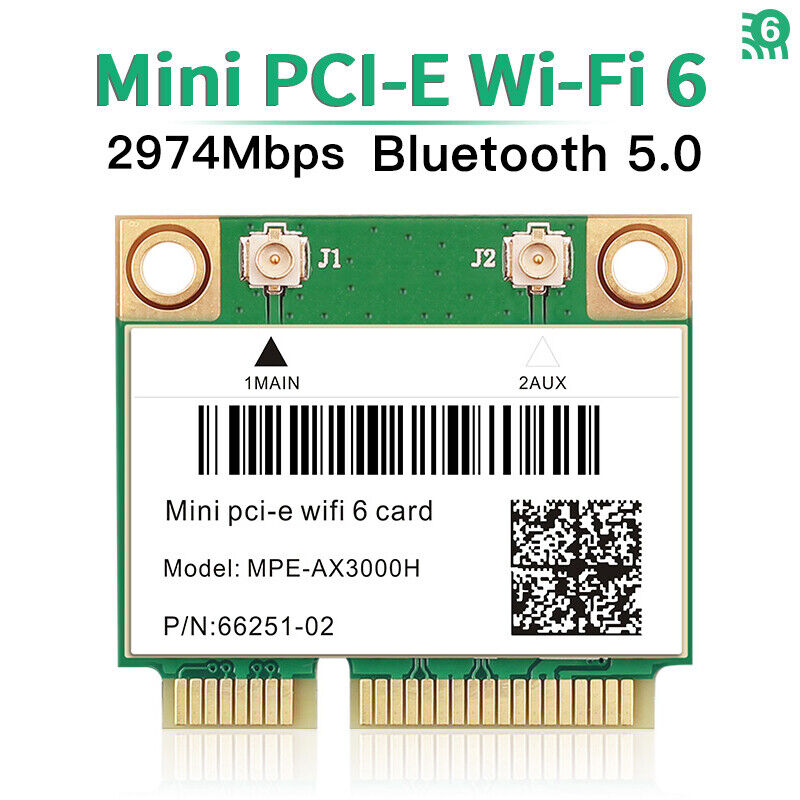3000Mbps WiFi 6 Mini PCI-E Wireless Card Dual Band Bleutooth Adapter PC Laptops