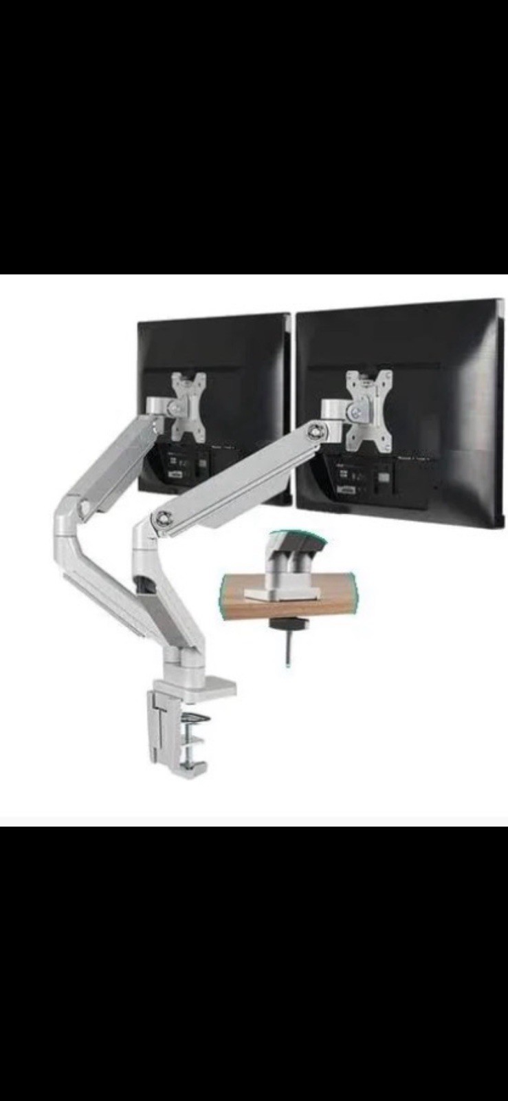 EleTab Dual-Arm Monitor Desk Arm ELTGM01-2 Stand Adjustable w/ VESA mounts LM10