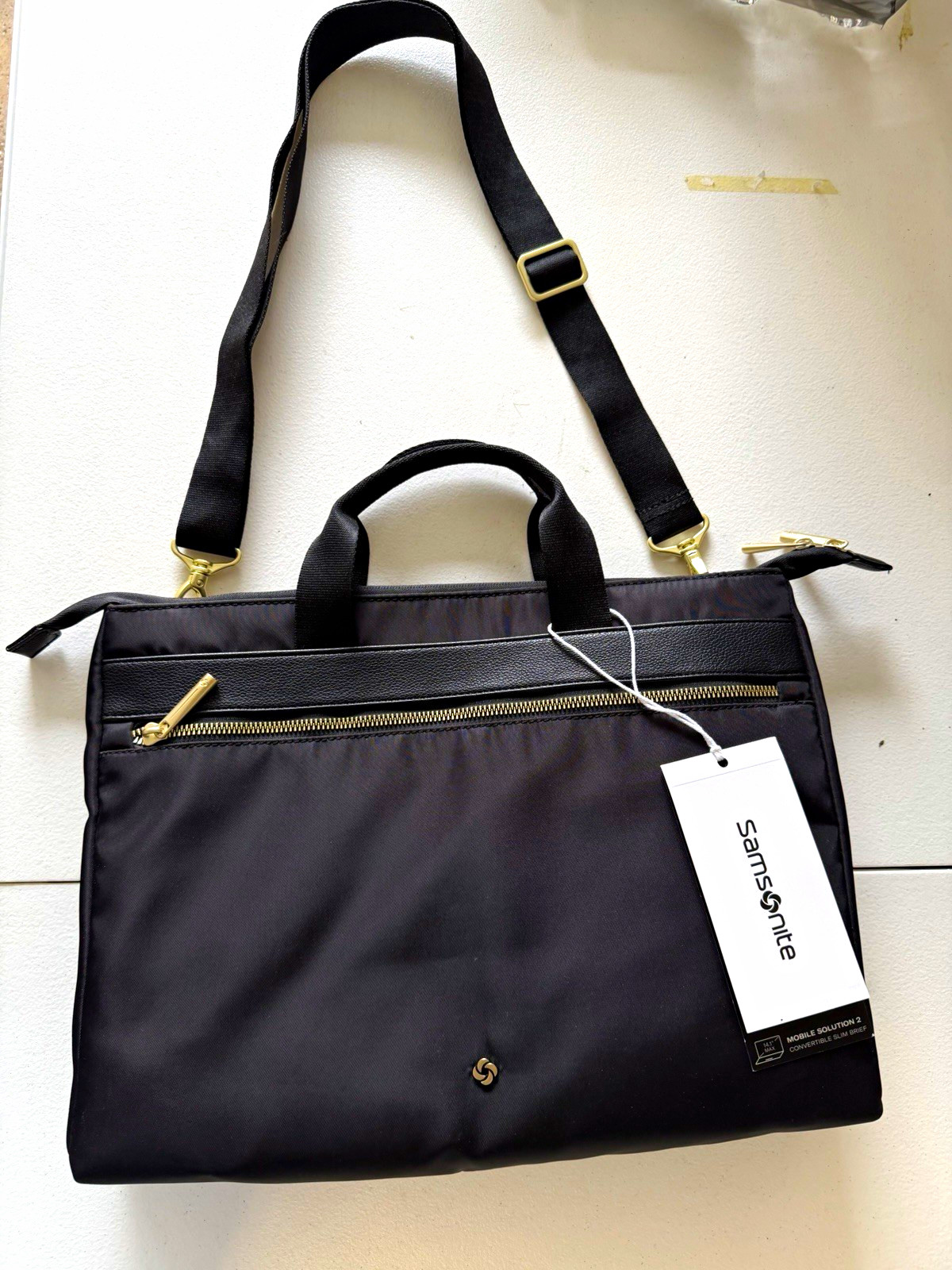 Samsonite Mobile Solution 2 Slim Briefcase Black Nylon Adjustable Strap NWT