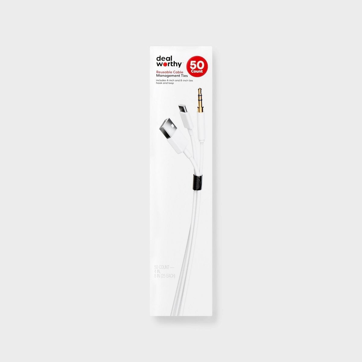 Target - 50Pcs Reusable Cable Management Ties Black And  White Cord Hook Loop