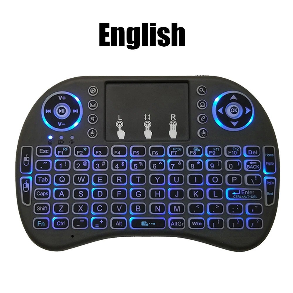2.4G Air Mouse with Touchpad Keyboard i8 Arabic French Spanish Russian Backlit