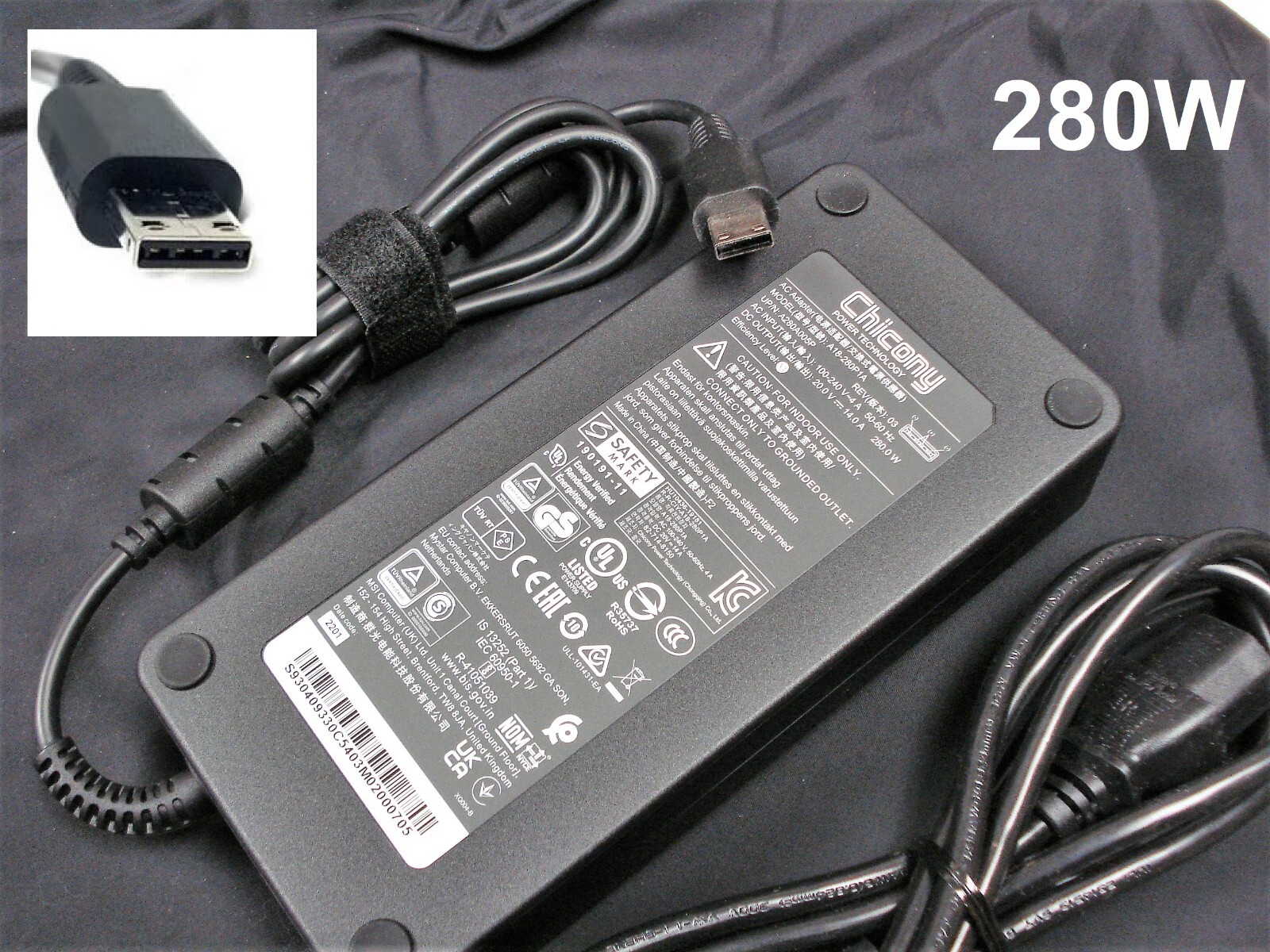 NEW OEM Chicony MSI 280W AC Adapter GE76 GE66 GP76 GP66 Series WE76 Workstations