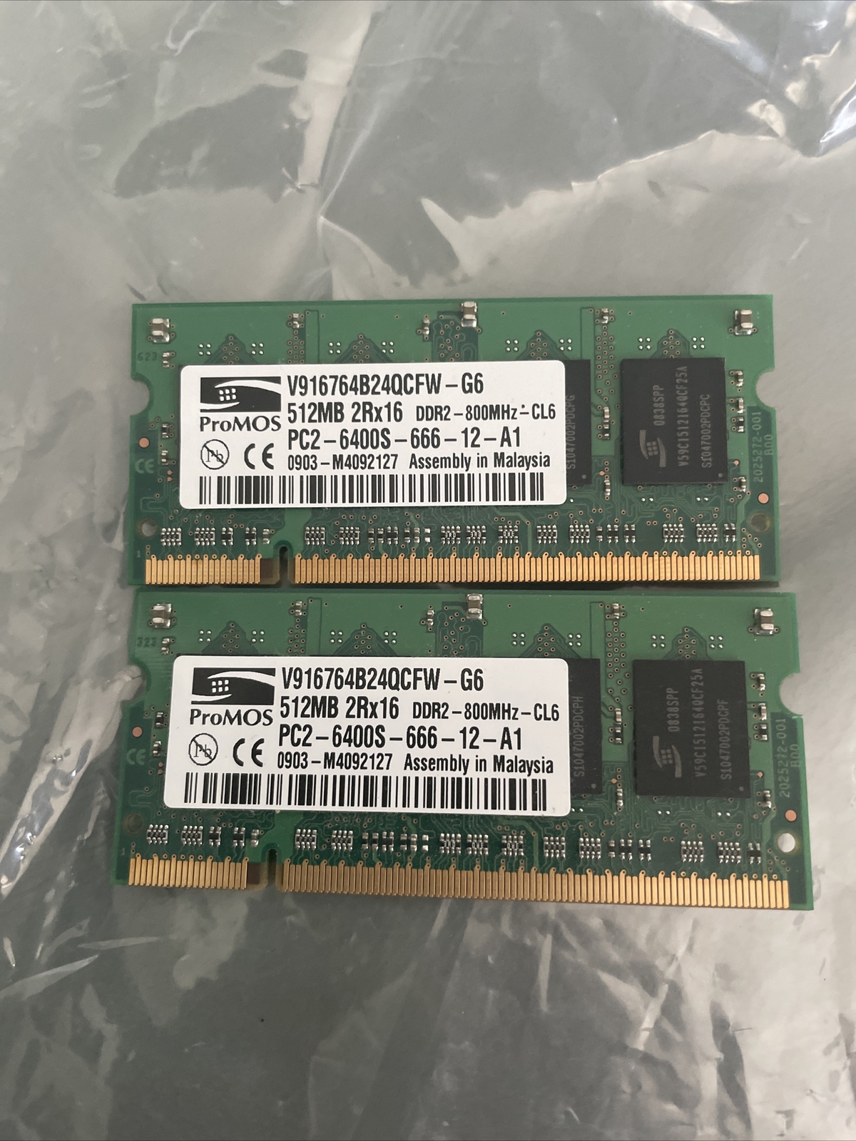 GENUINE PROMOS 1GB (2x512MB) DDR-2 PC2-6400 LAPTOP MEMORY V916764B24QCFW-G6