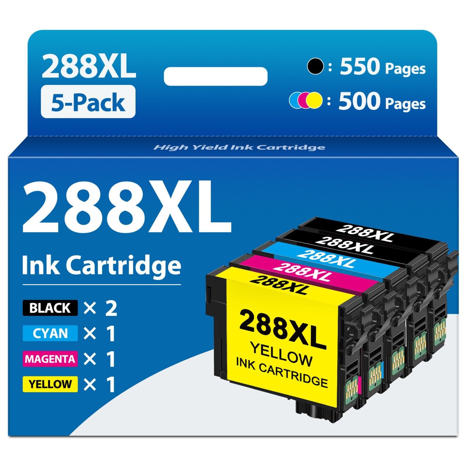 288XL Ink Cartridges for Epson XP-440 XP-340 XP-434 XP-330 (5PK, 2BK/C/M/Y)
