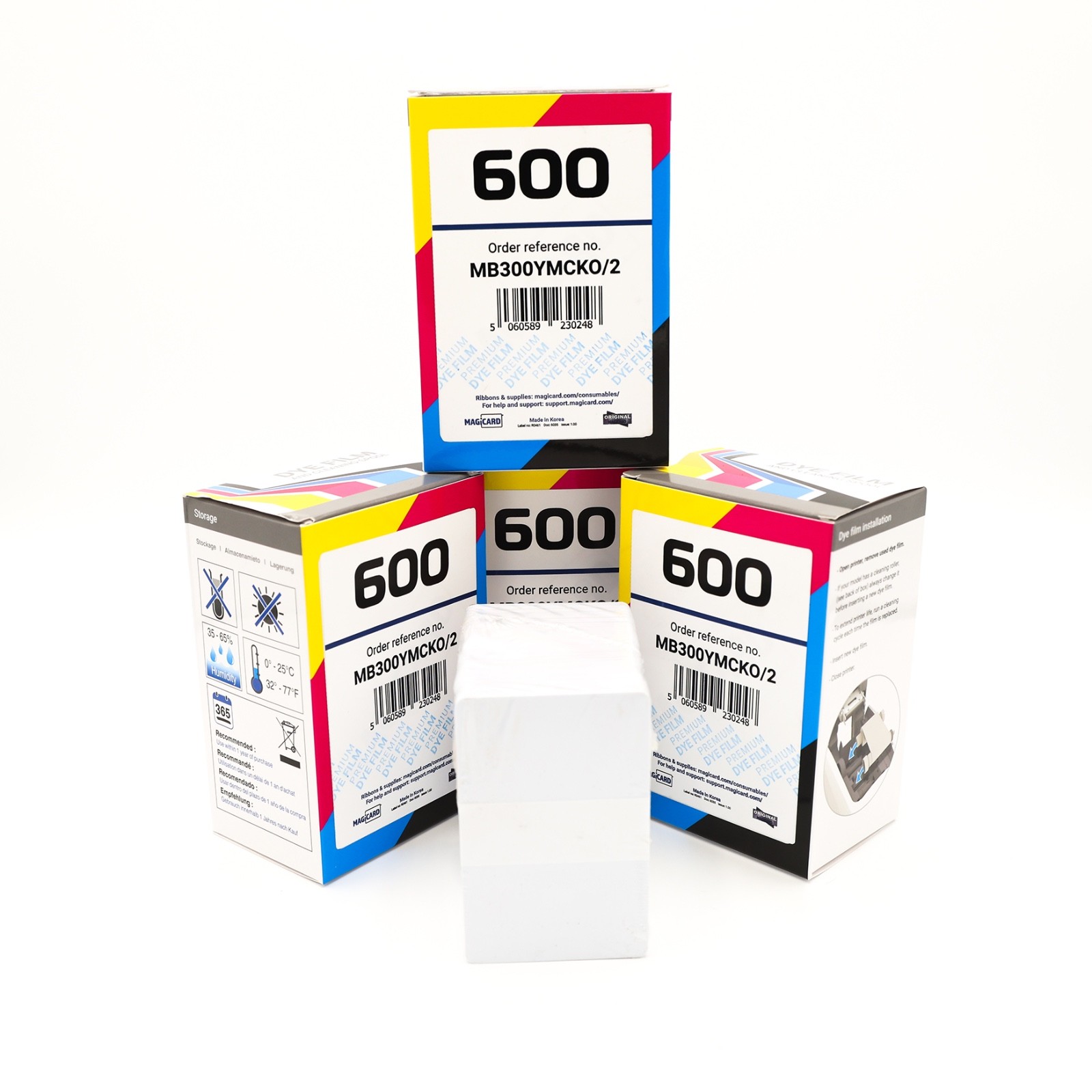 Lot of 4 Magicard MB300YMCKO/2 Ribbon 300 Prints for Magicard 600 + 50 Cards