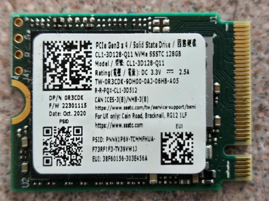 Solid State Drive Dell 0R3CDK (Sssct/ Lite-On CL1-3D128-Q11) 128GB Solid State