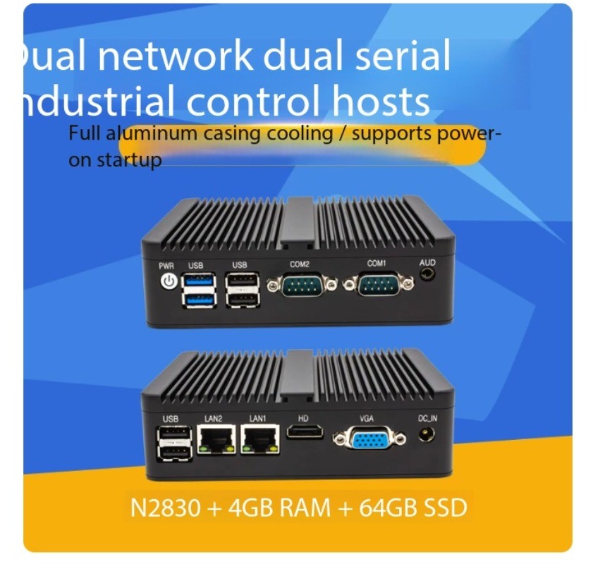 Industrial PC Host Fanless Embedded Mini Industrial Computer Dual Network Ports