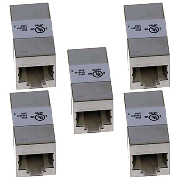 5 Pcs Cat6 RJ45 Female to Female Shielded Inline Coupler Cable Joiner Extender