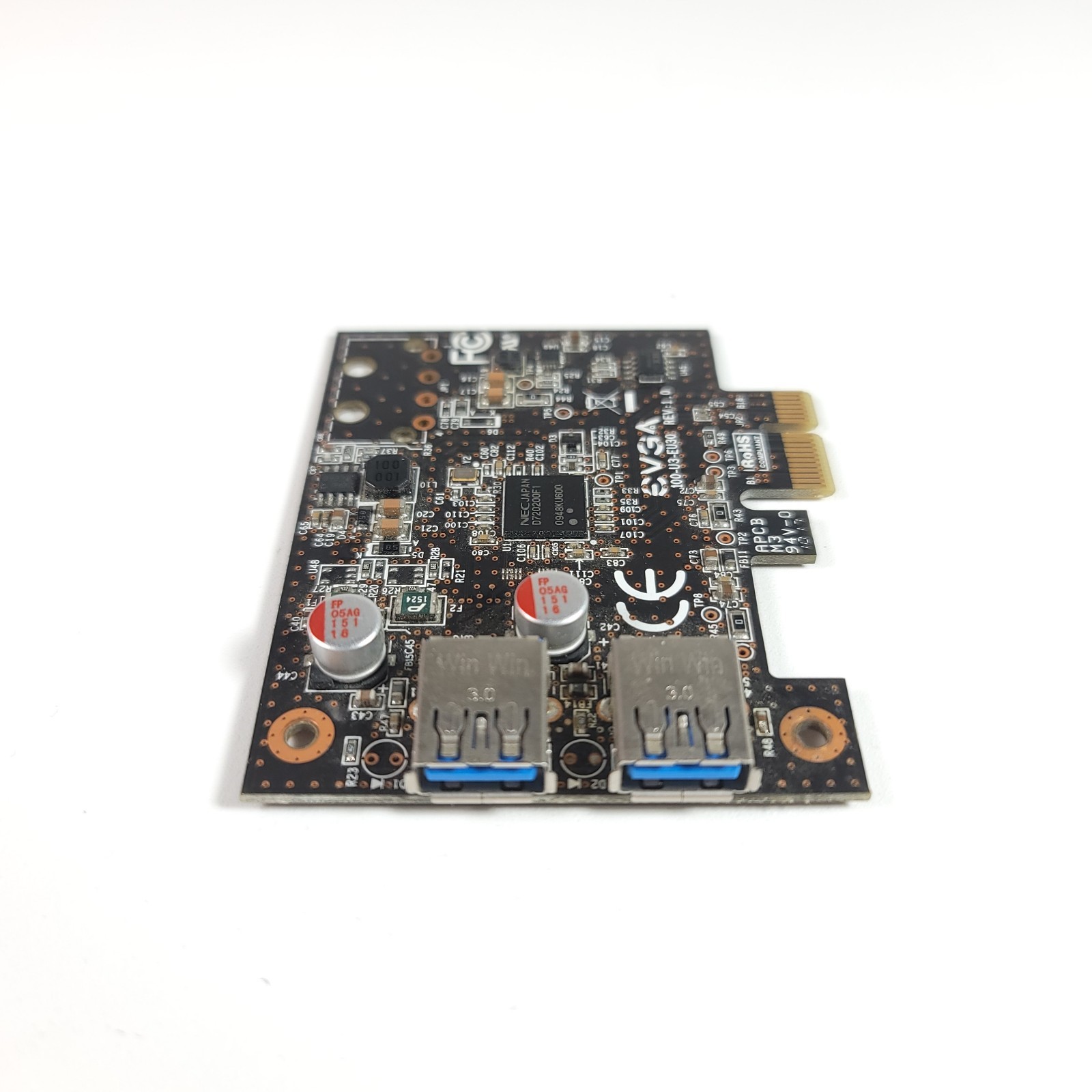 EVGA 2-Port USB 3.0 PCIe Expansion Card 100-U3-EU30-TR Tested No Bracket