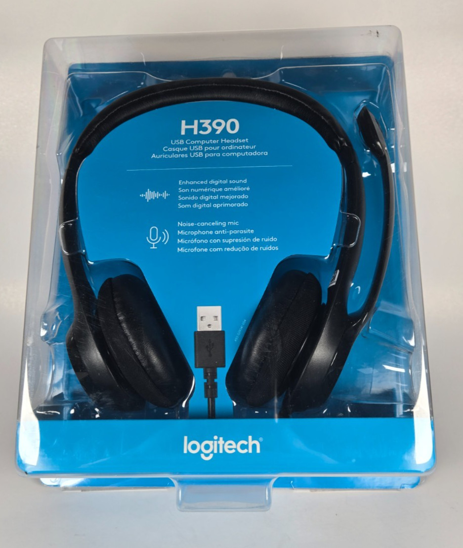 Logitech ClearChat Comfort/USB Headset H390 (Black) NEW