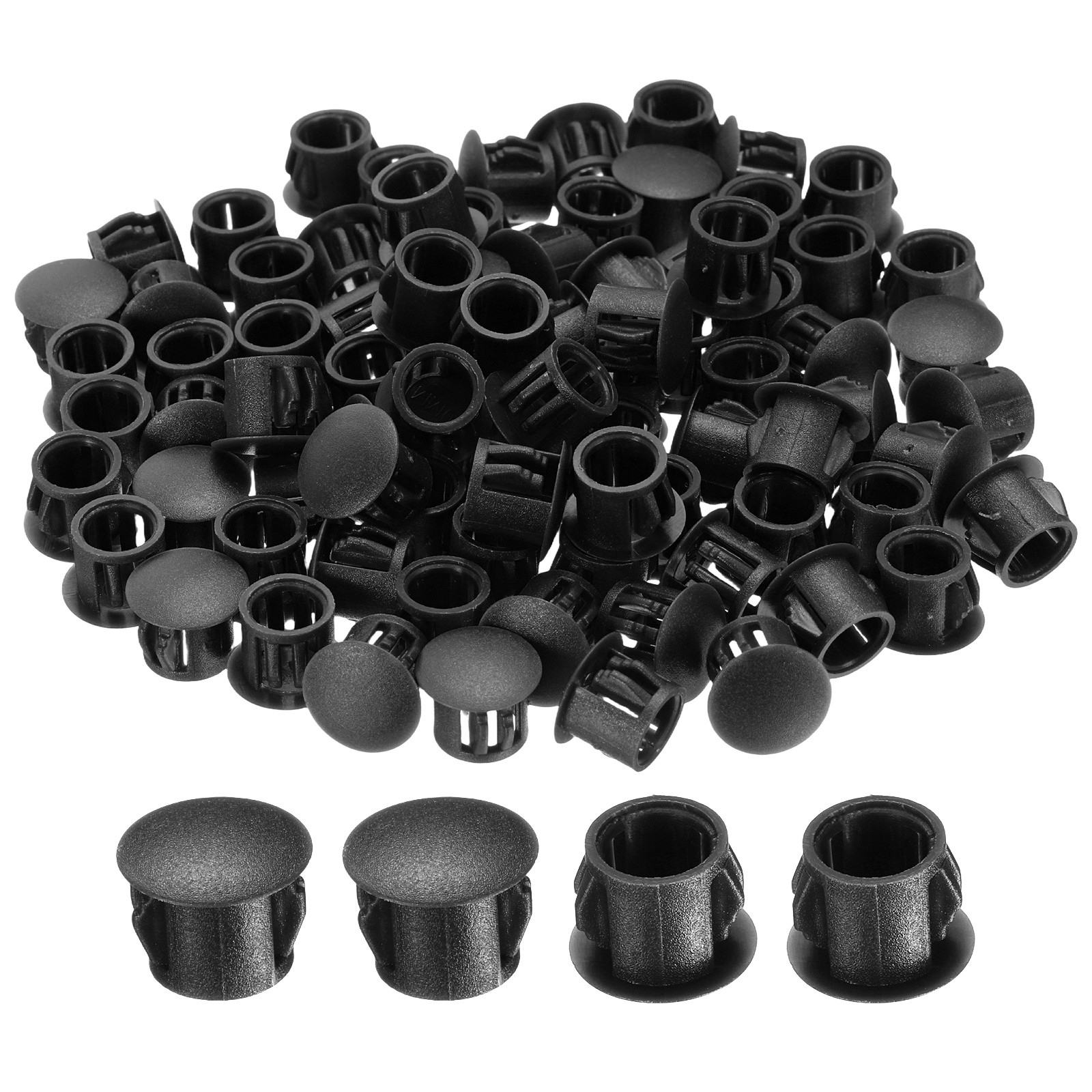 100-PackBlack Hole Plugs, 10mm / 0.39 Inch Plastic Hole Cover Panel Plugs