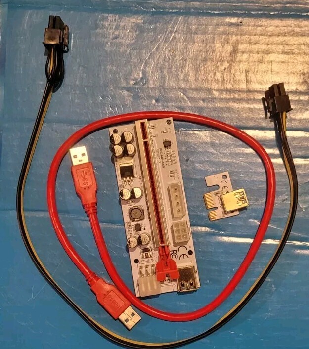 Lot 5x PCIe 1xto16x Riser Card PCE164PN09+PCE2PCEN09 Socket + 8Pin To 6Pin Cable