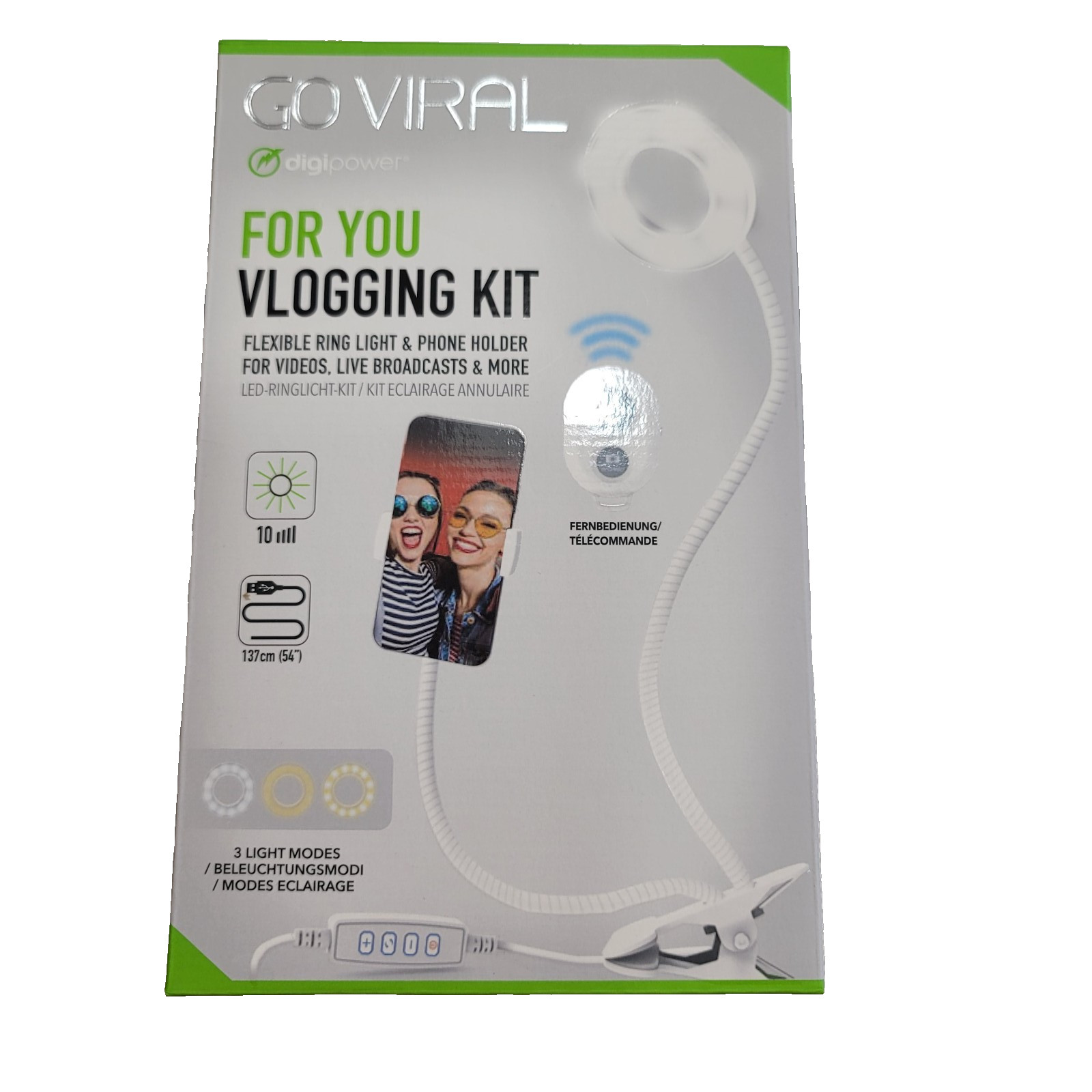 DigiPower Go Viral For You Vlogging Kit DP-VLR3 Live Streaming Ring Light- Video
