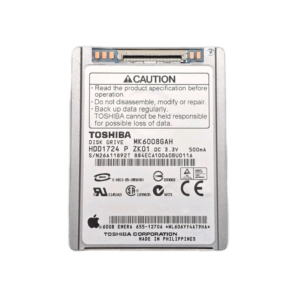 Toshiba MK6008GAH - 60GB 1.8" ZIF HDD for iPod K1