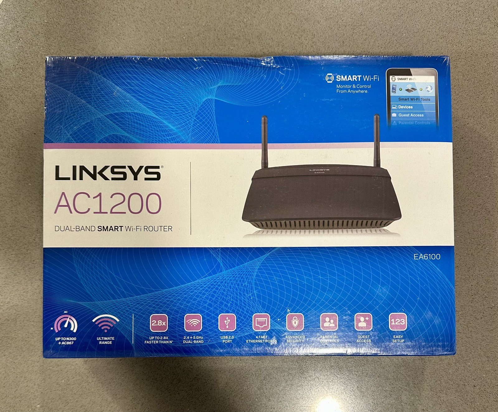 Linksys - AC1200 Router - Model EA6100-VV - Dual Band Smart Wi-Fi - NEW SEALED