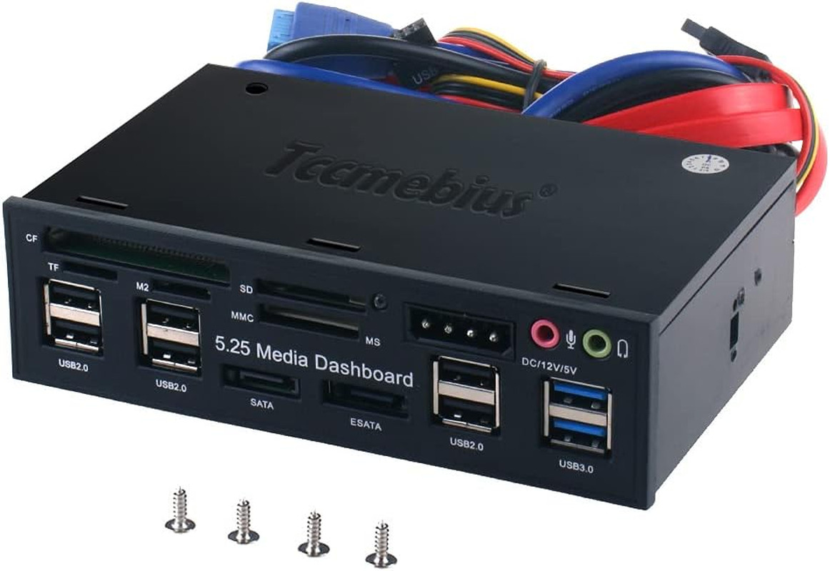 TCC-QL5E 5.25 Inch PC Multifunction Dashboard Media Front Panel, with SATA E-Sat
