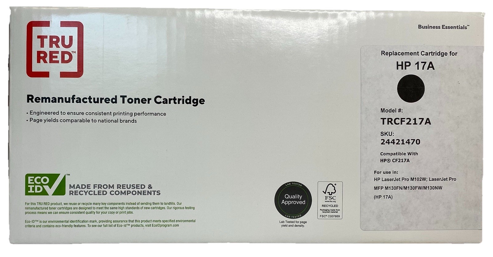 TRU RED HP 17A Replacement Black Toner Cartridge CF217A Laser jet Pro NEW SEALED
