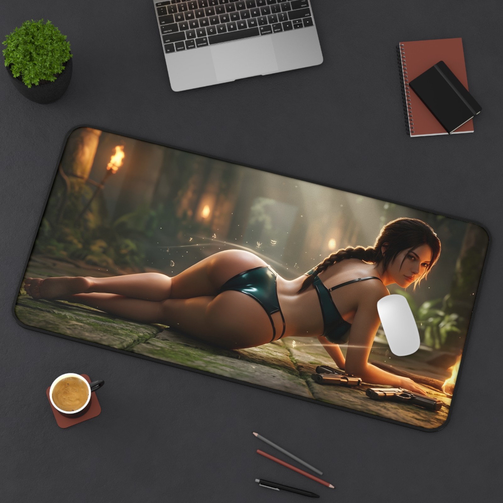 Lara Croft Mouse Pad, Tomb Raider Gaming Mousepad, Adventure Character Art