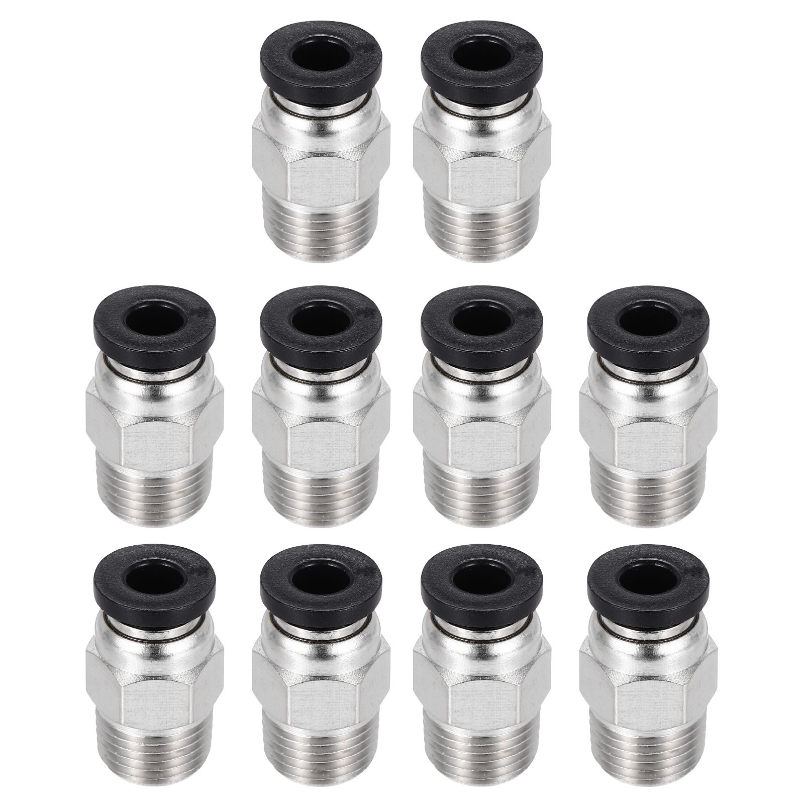 10 Pcs PC4-M10 Straight Through Fitting for 3D Printer, 2x4mm Tubes, Black